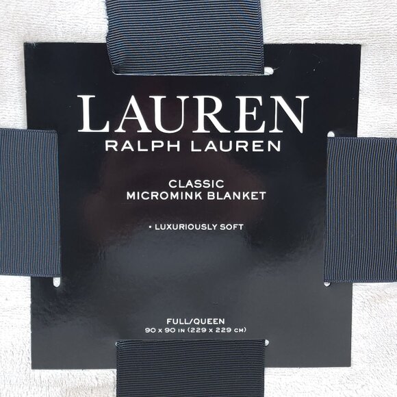 Lauren Ralph Lauren Classic Micromink Blanket Full/Queen 90x90" Luxurious Beige - Picture 5 of 7